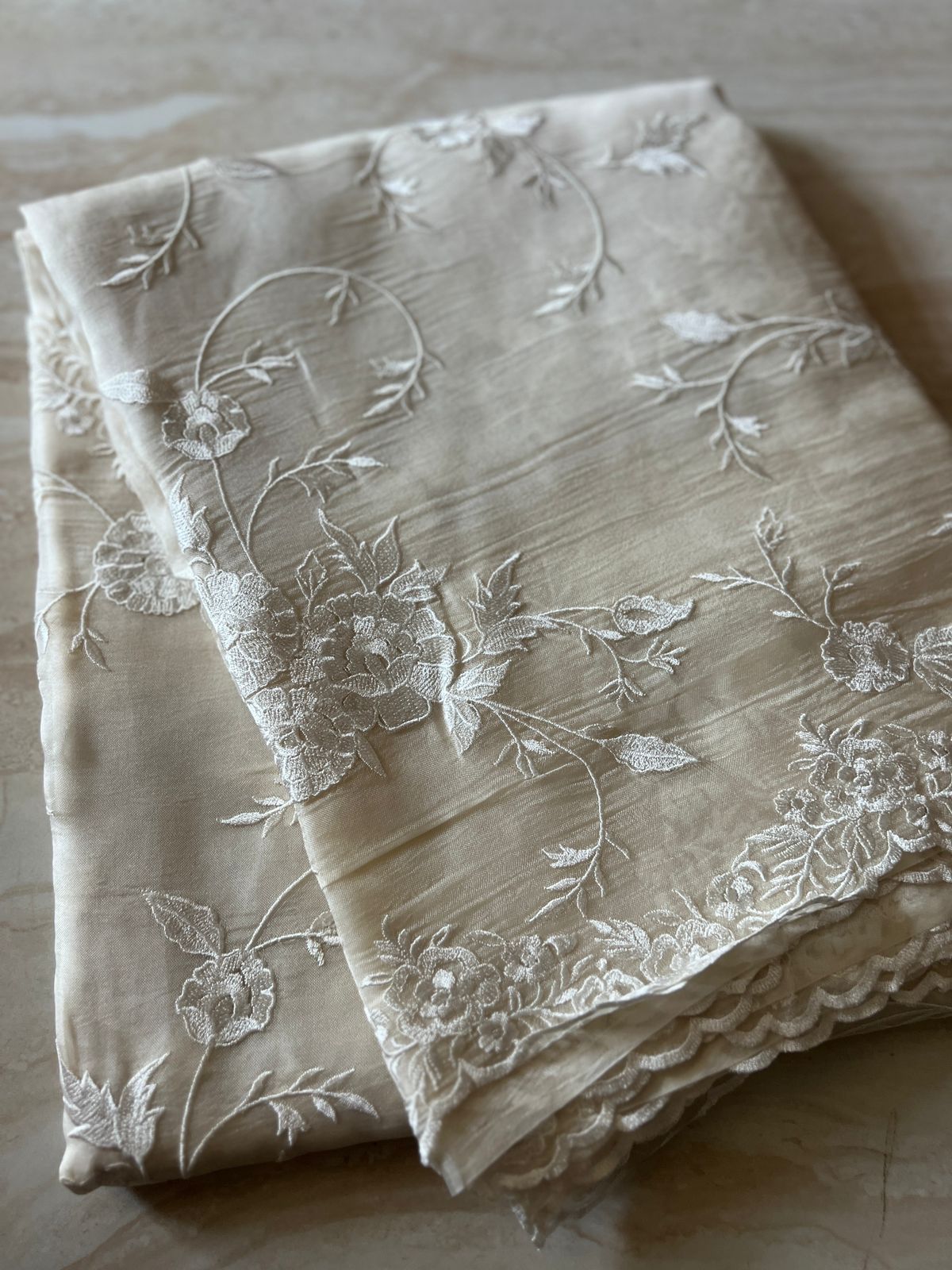 Pure Organza Silk Saree With All Over Embroidery