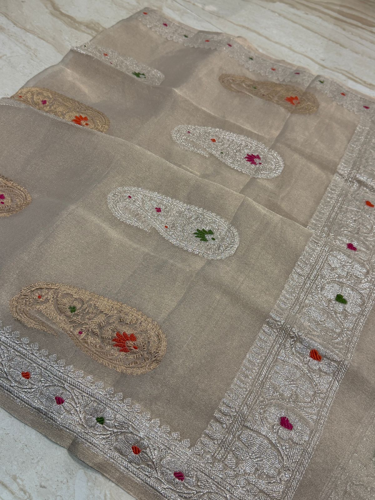PURE BANARASI CHIFFON TISSUE SILK SAREE