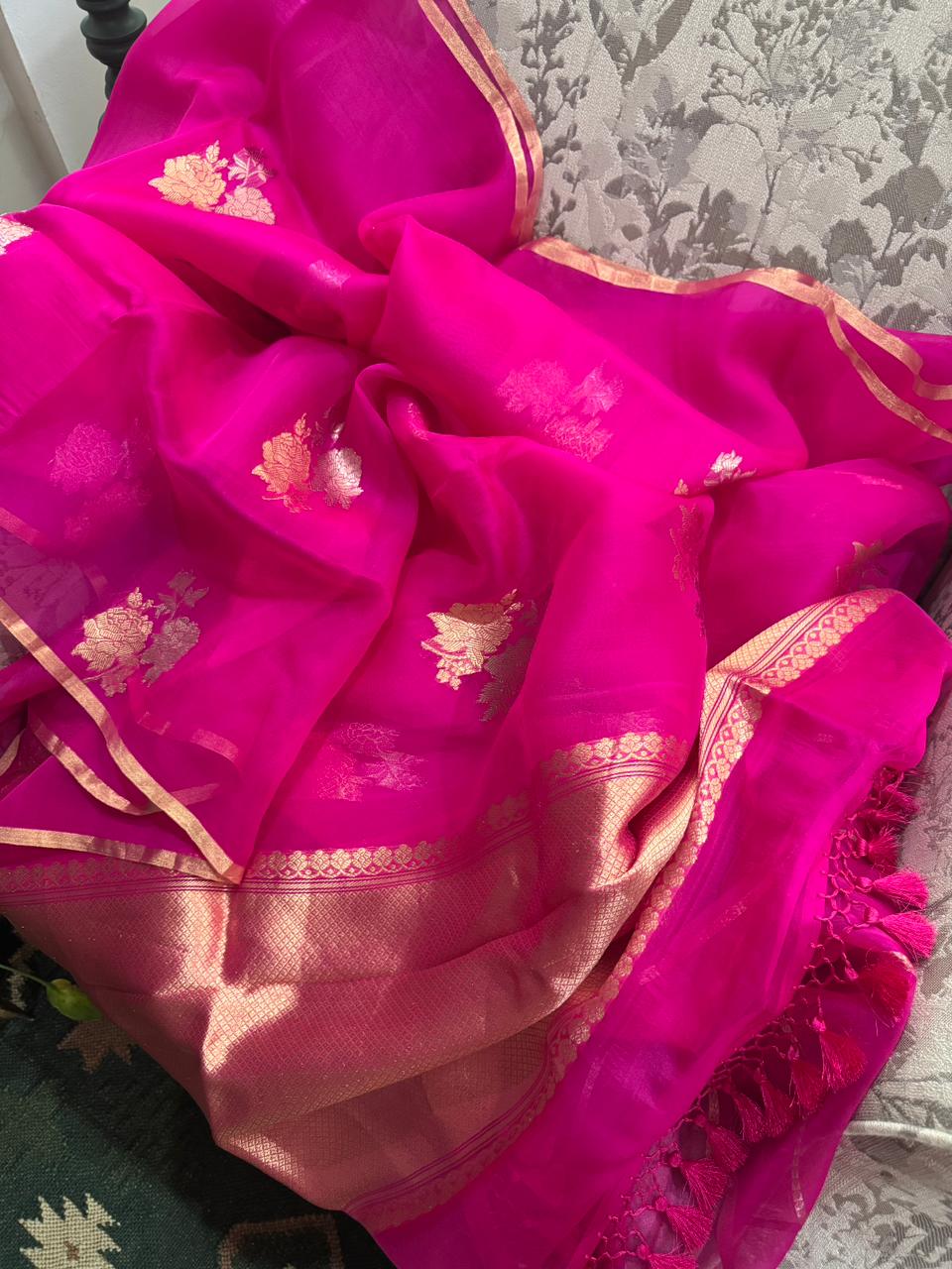 Pure Handloom Kora Banarasi Sona Rupa Zari Weave