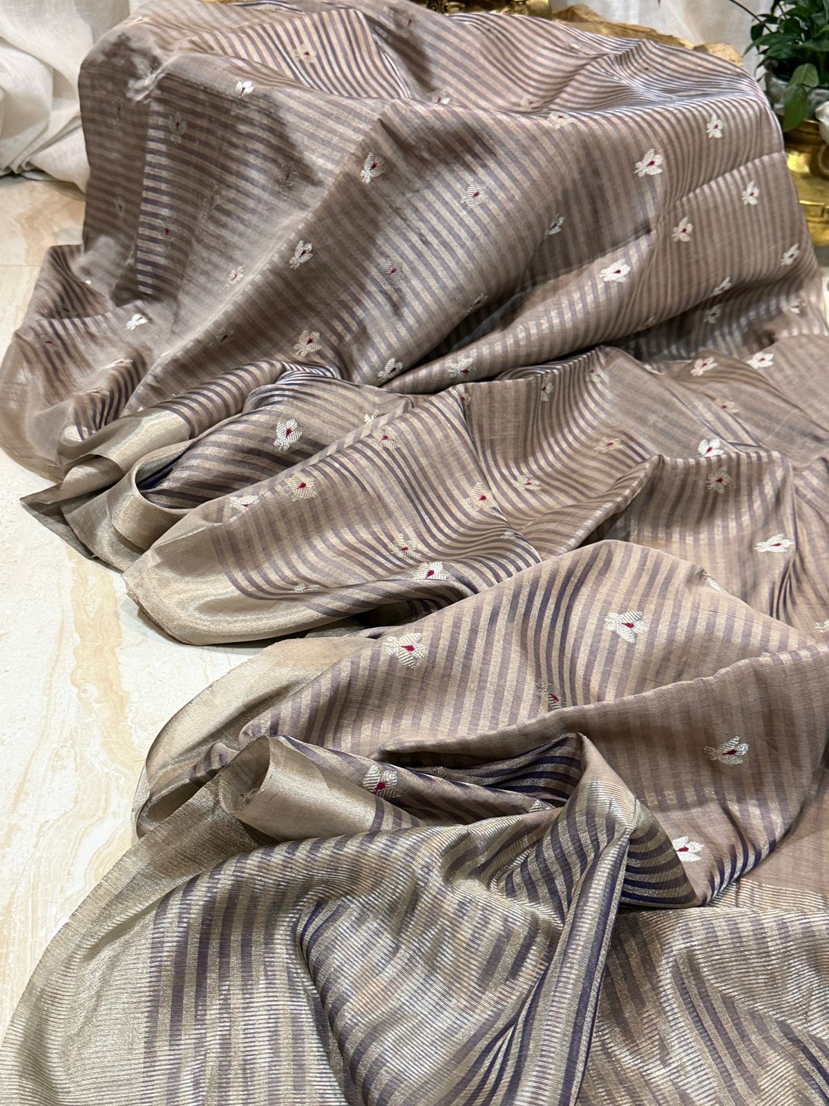 Pure Handloom Chanderi Pattu Tissue Silk Saree