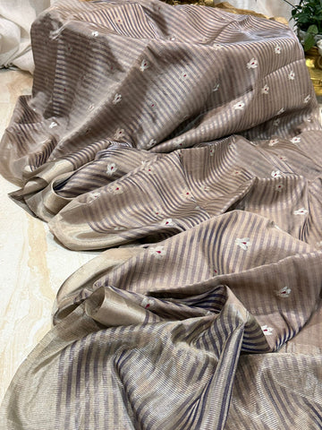 Pure Handloom Chanderi Pattu Tissue Silk Saree