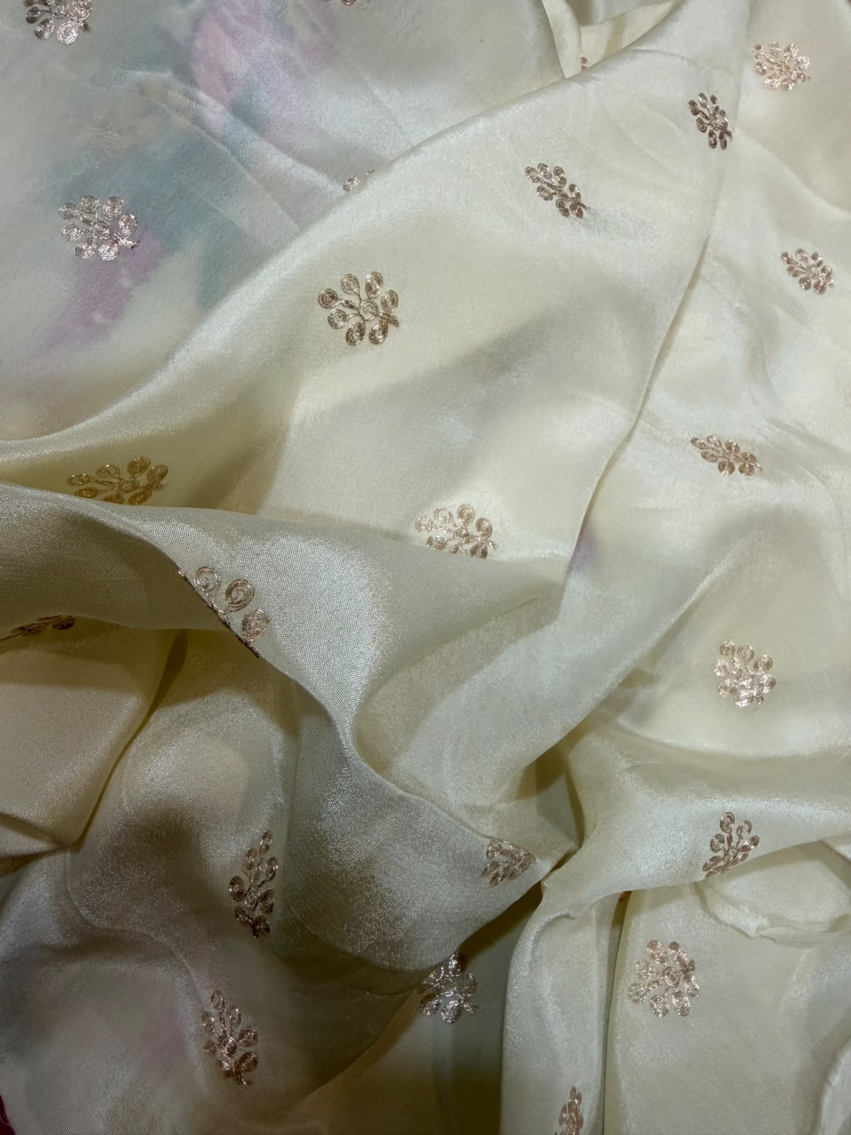 Organza Silk Saree With Pettit Point Embroidery
