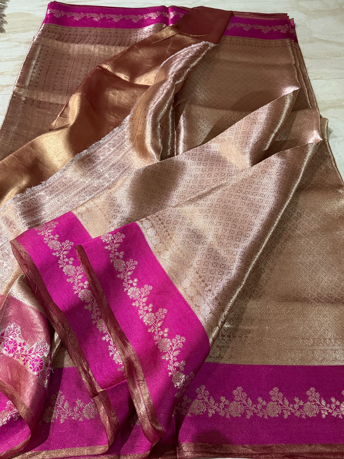 Banarasi Soft Brocade Tissue Silk Saree With Satin Patta Border
