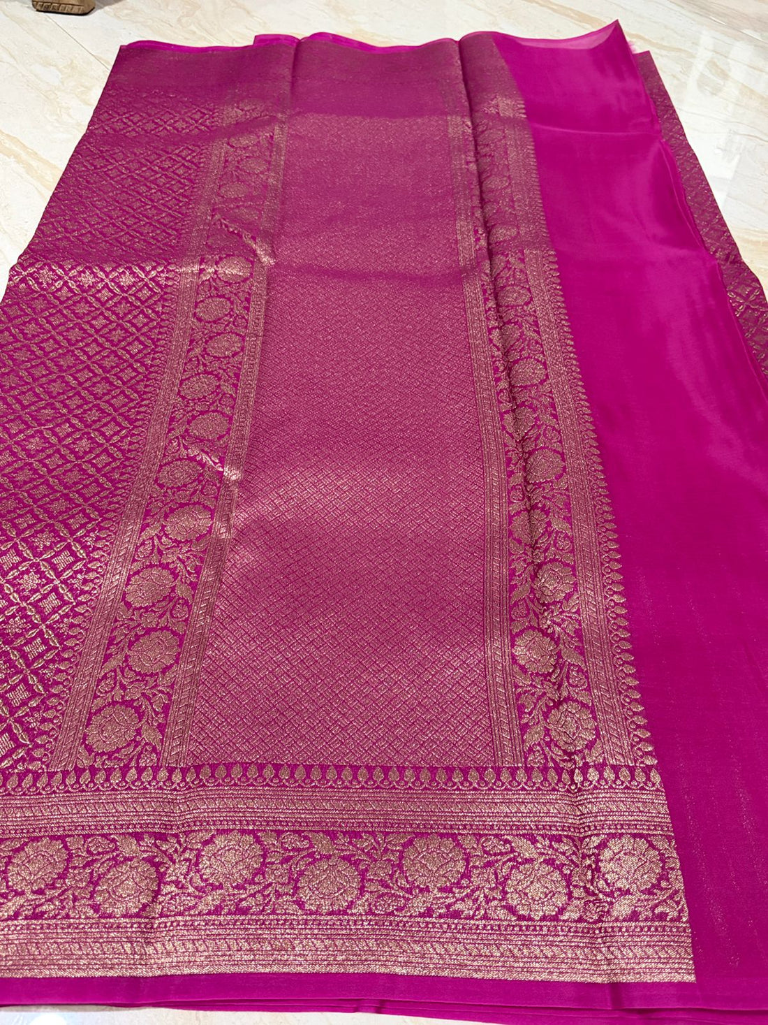 Pure Handloom Kora Brocade Banarasi Saree