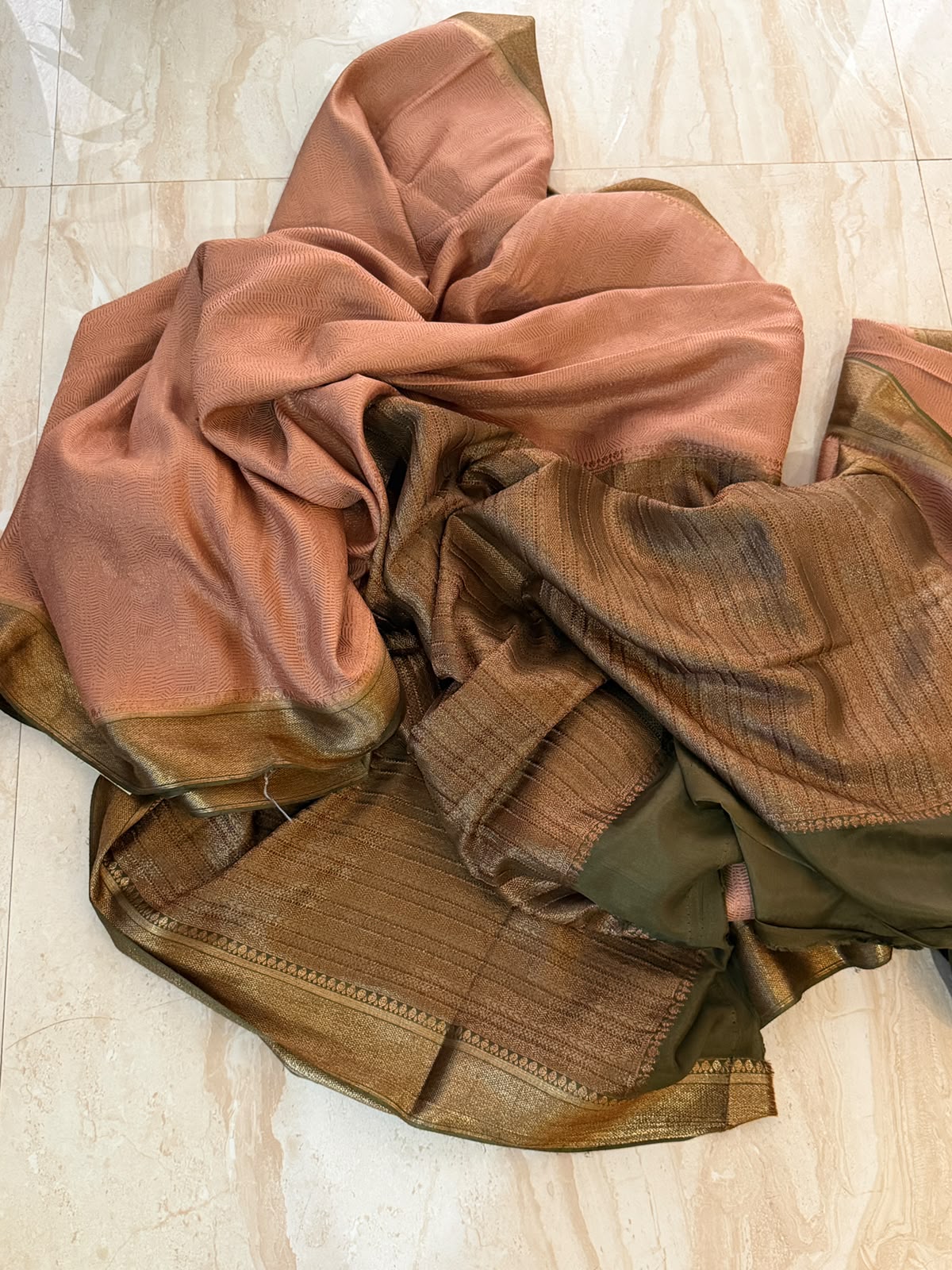 Pure Mysore Brocade Crepe Silk With Antiq Zari Weave