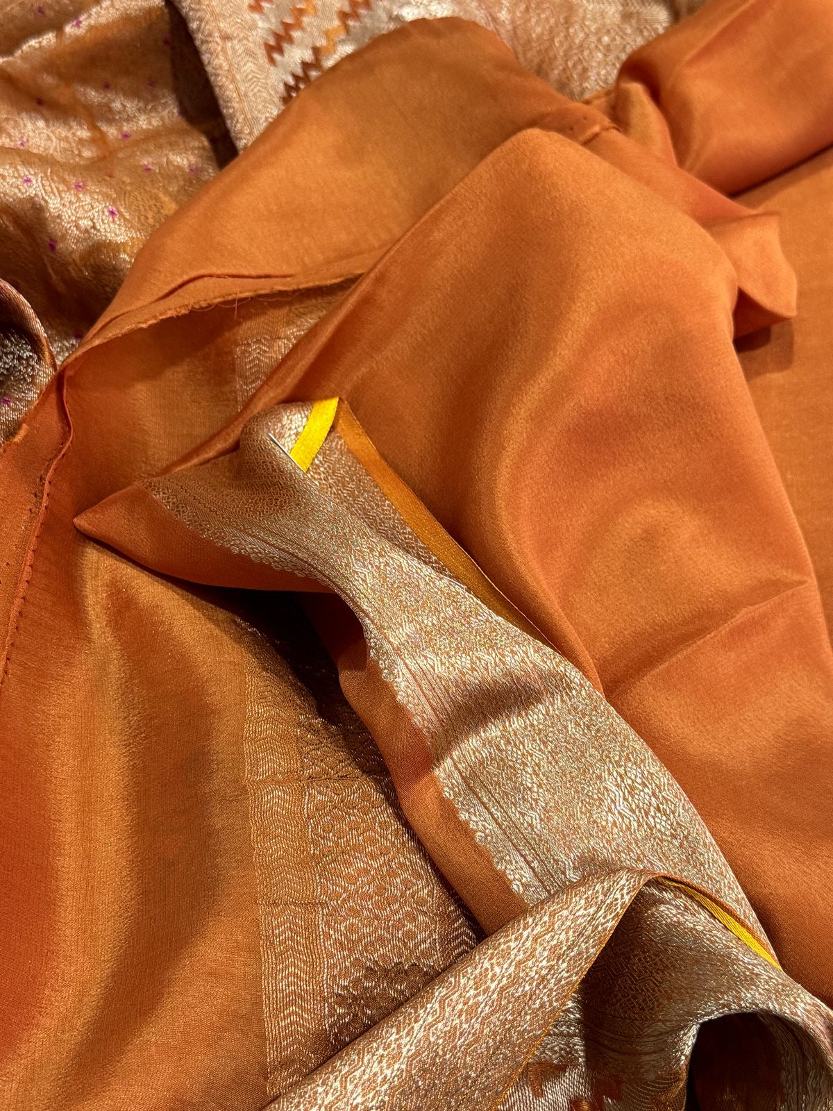 Pure Mysore Brocade Crepe Silk Saree With Meenakari Weave