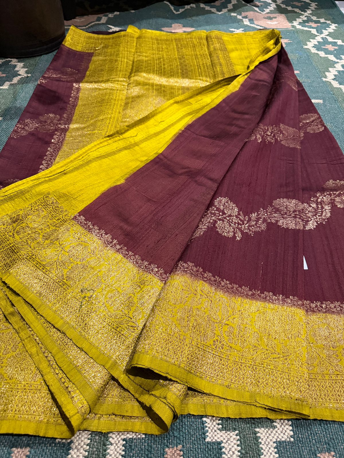 Raw Silk Leheriya Weave Banarasi Saree