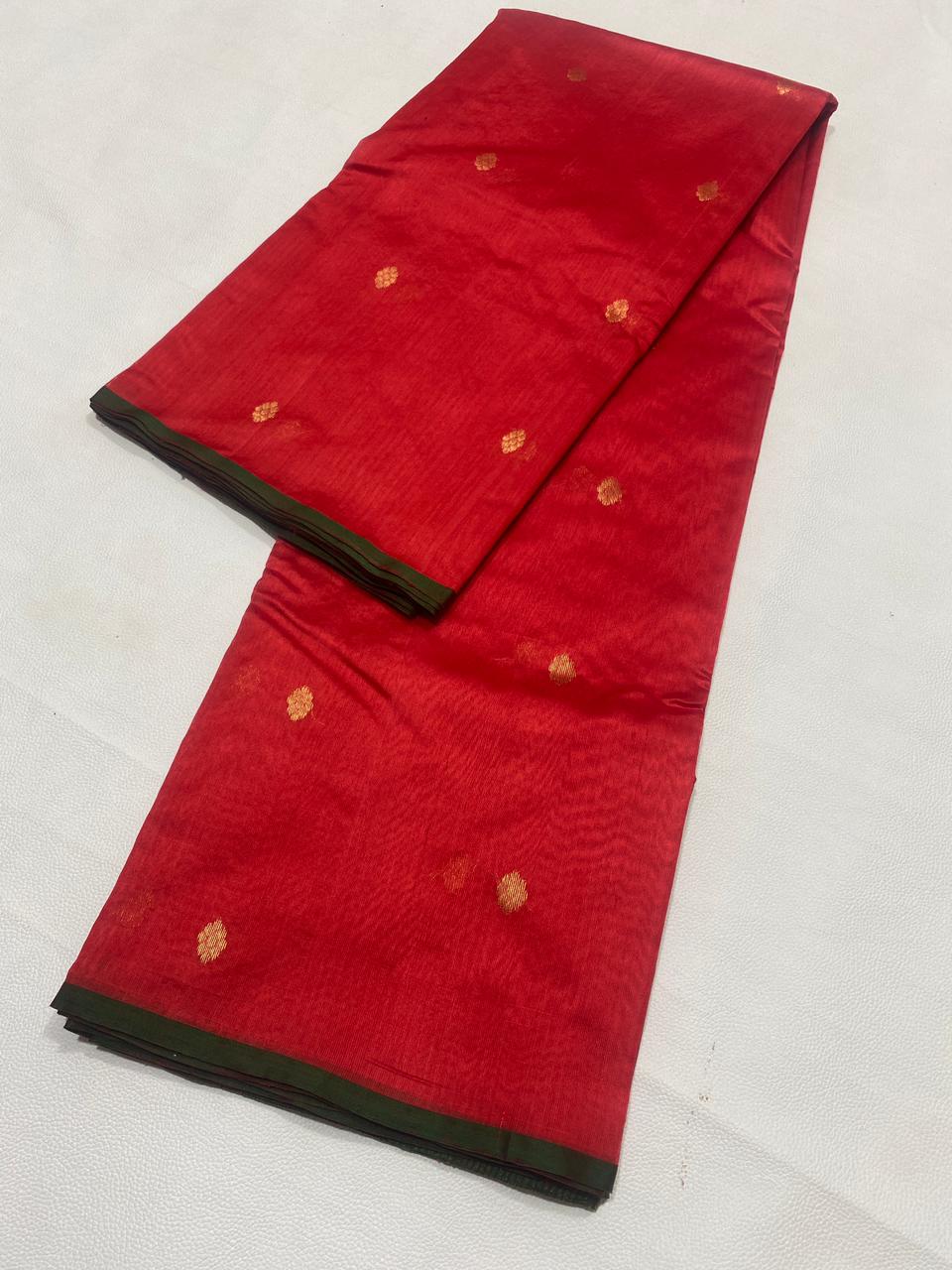 Pure Handwoven Katan Silk Chanderi Saree