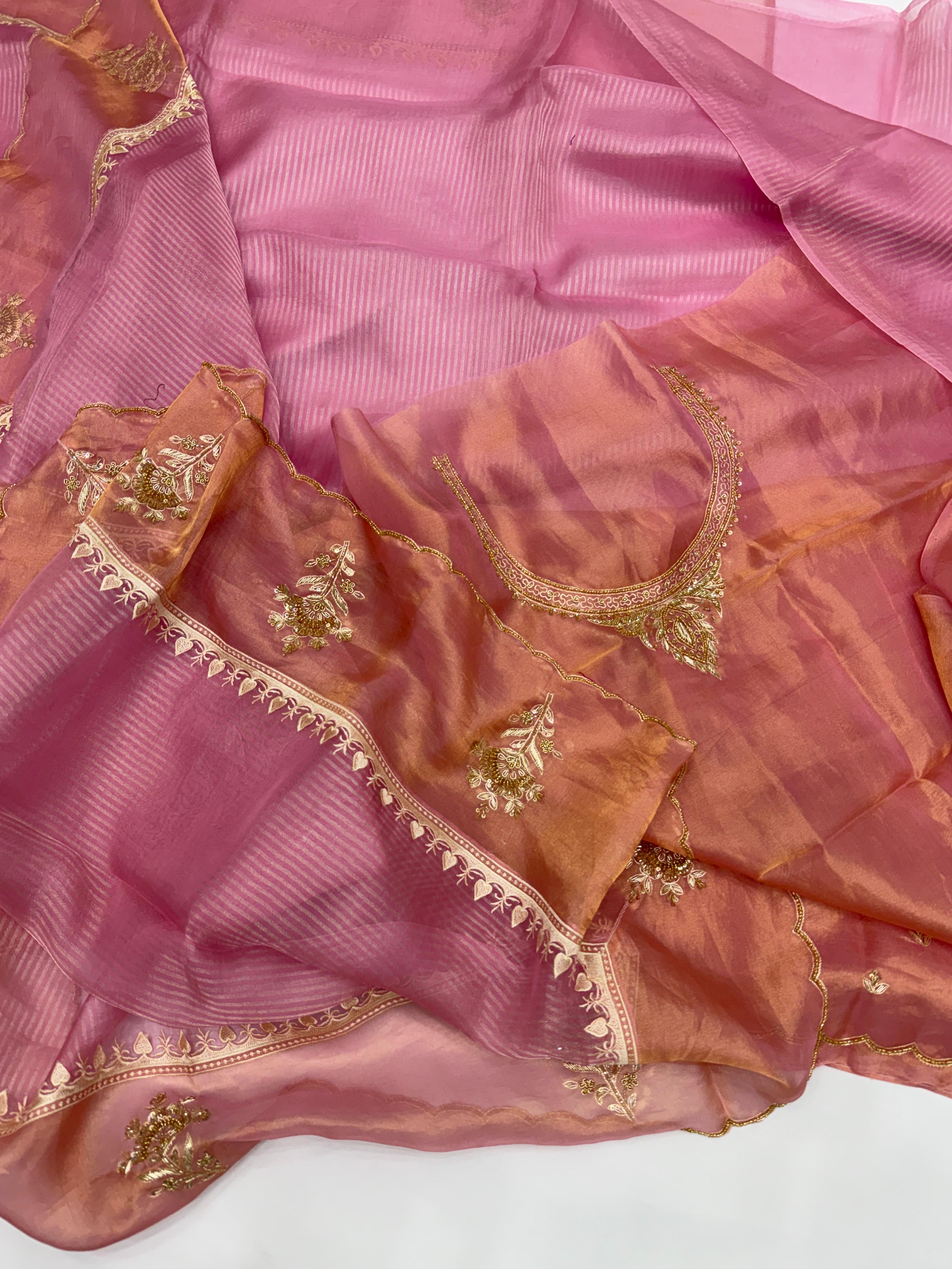 Designer Banarasi Soft Tissue Silk Saree with Rich Zardozi Work