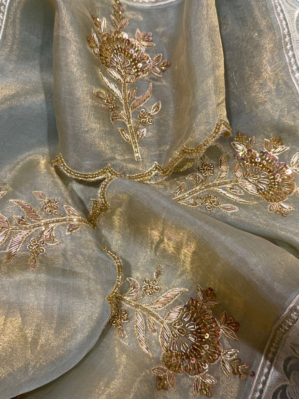 Designer Banarasi Soft Tissue Silk Saree with Rich Zardozi Work