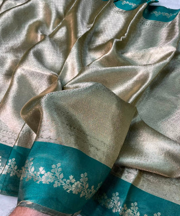 Banarasi Soft Brocade Tissue Silk Saree With Satin Patta Border