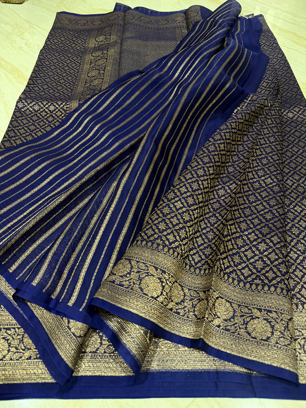 Pure Handloom Kora Brocade Banarasi Saree