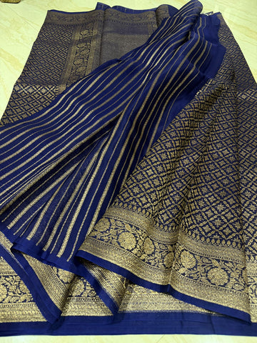 Pure Handloom Kora Brocade Banarasi Saree