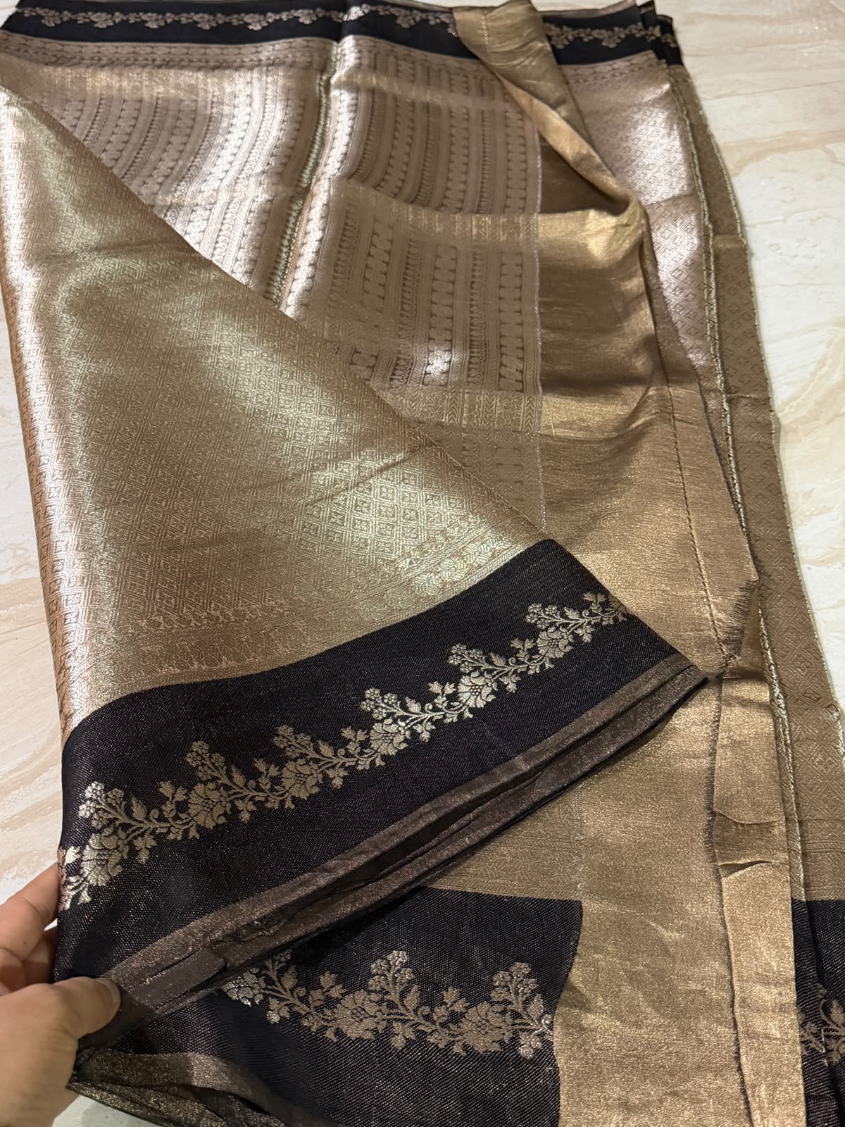 Banarasi Soft Brocade Tissue Silk Saree With Satin Patta Border