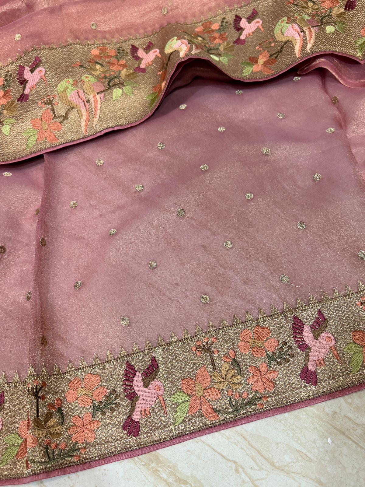 Premium Soft Tissue Silk Saree With Paithani Embroidery Border