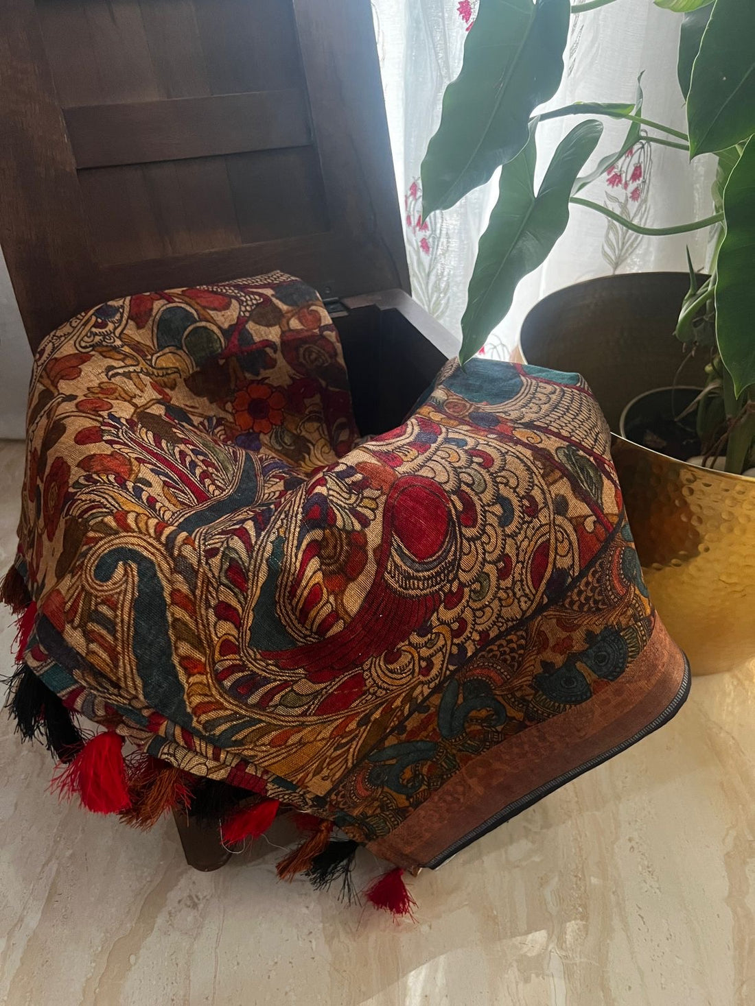 Pure Linen By Linen Digital Kalamkari Print Saree