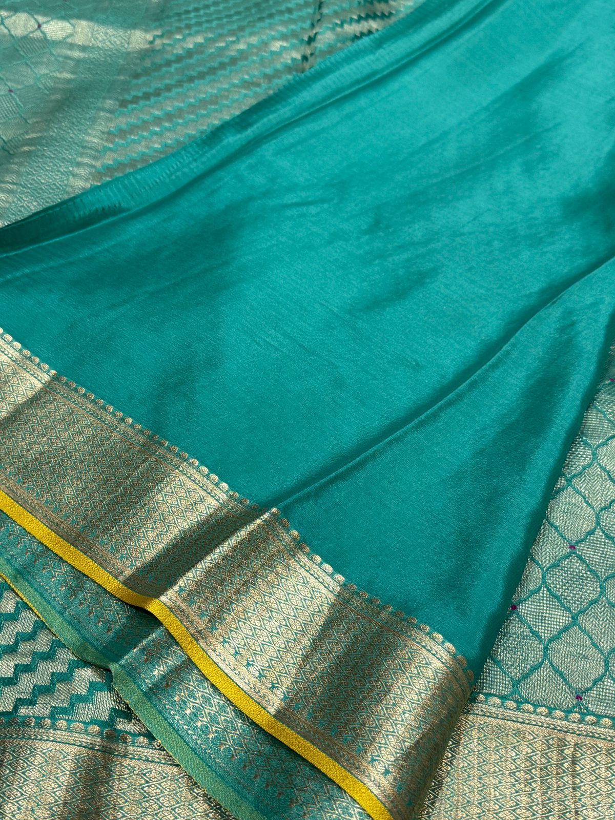 Pure Mysore Brocade Crepe Silk Saree With Antiq Zari Weave