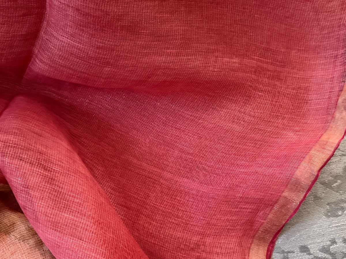 Pure Handloom Linen Tissue Silk Saree With Jamdani Weave
