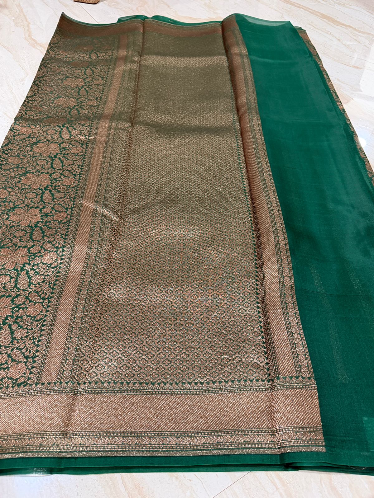 Pure Handloom Kora Brocade Banarasi Saree