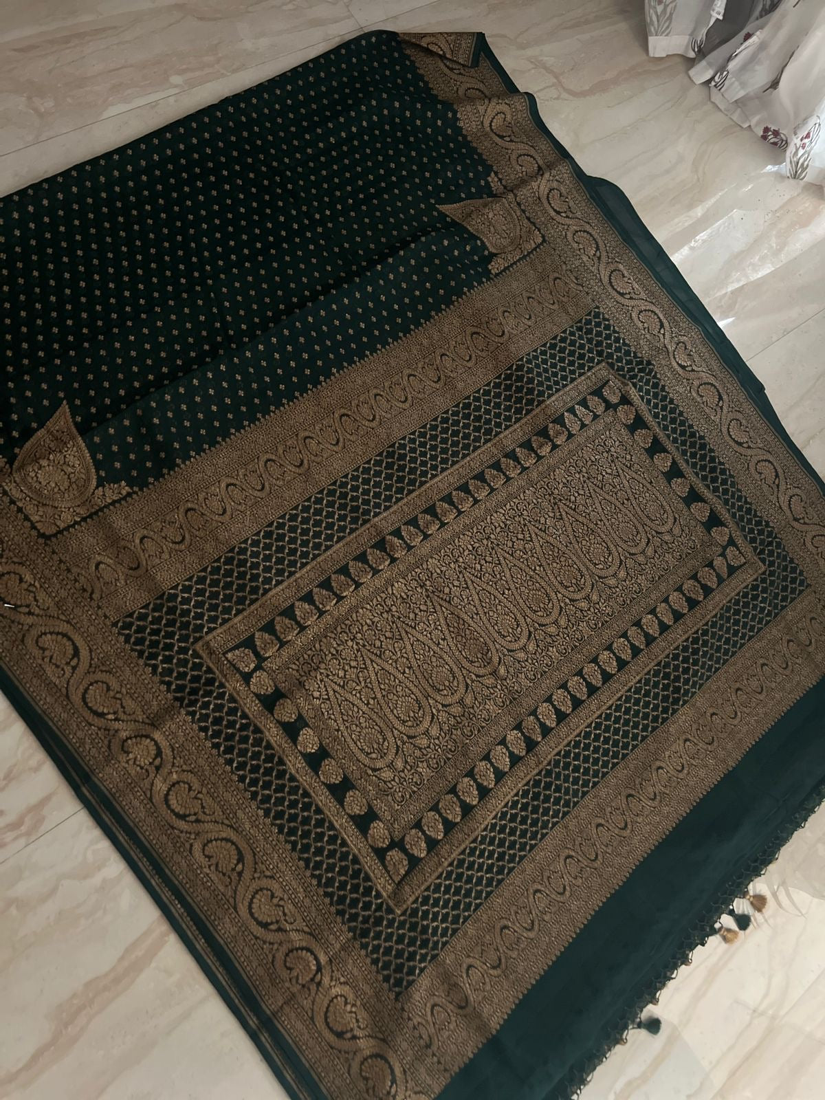 Pure Handloom Khaddi Georgette Banarasi Saree With All Over Zari Weave