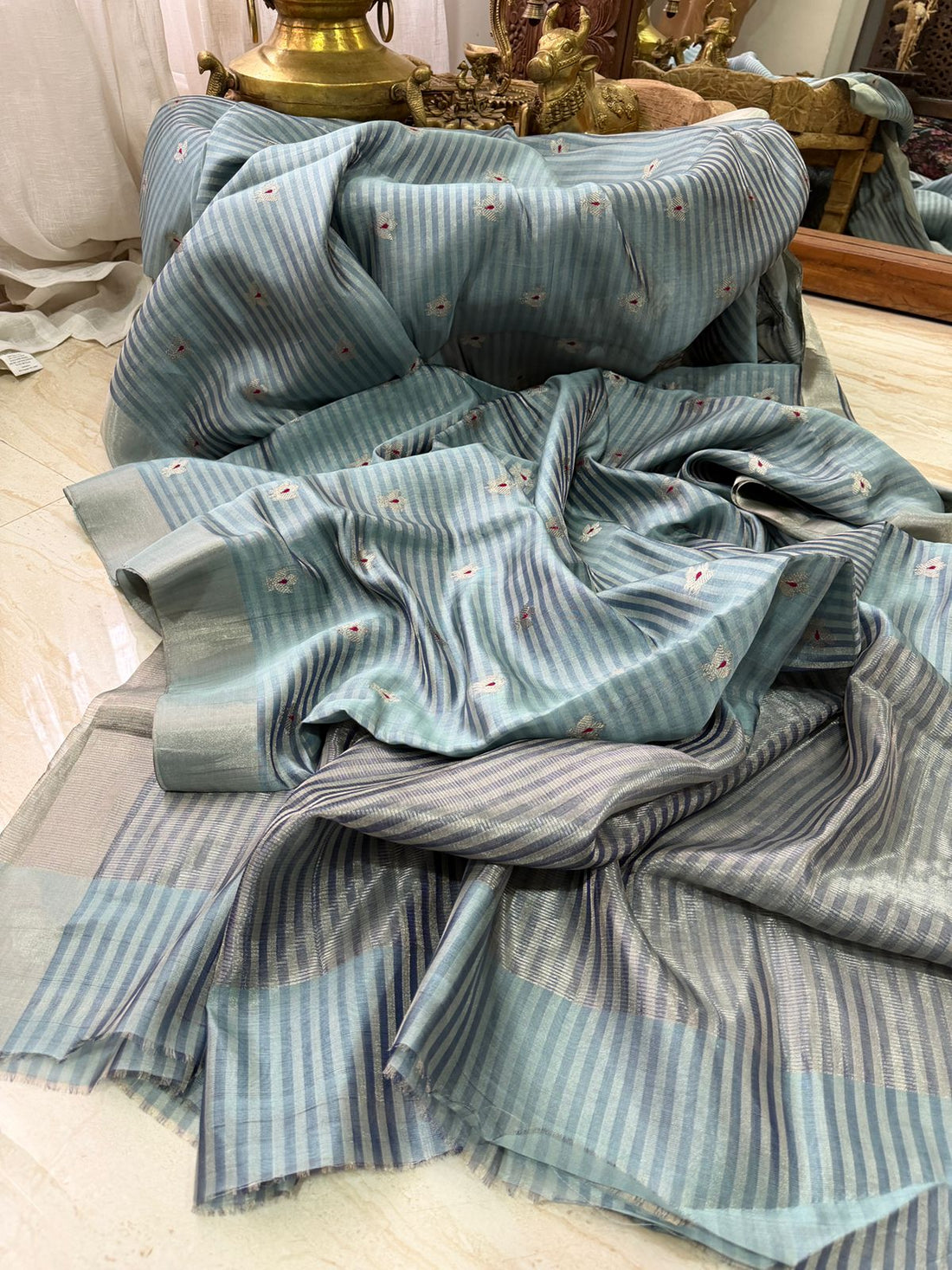 Pure Handloom Chanderi Pattu Tissue Silk Saree