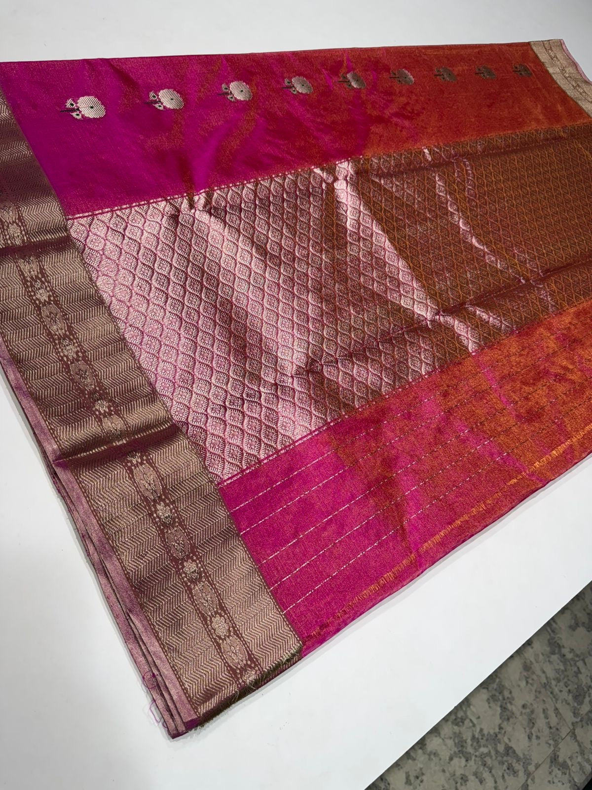 Pure Handloom Chanderi Tissue Pattu Soft Silk Saree