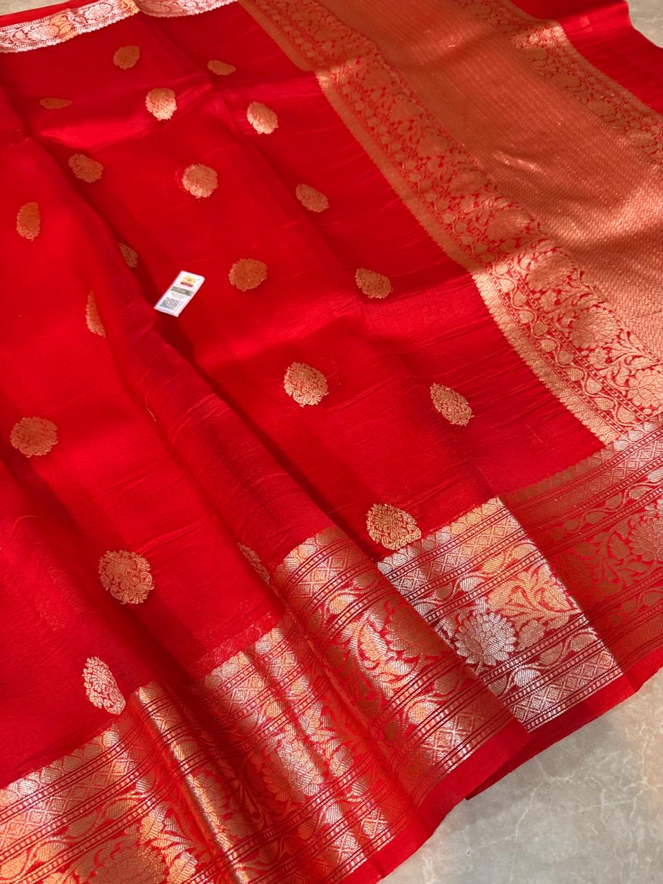 Pure Handloom Kora Banarasi Silk Saree