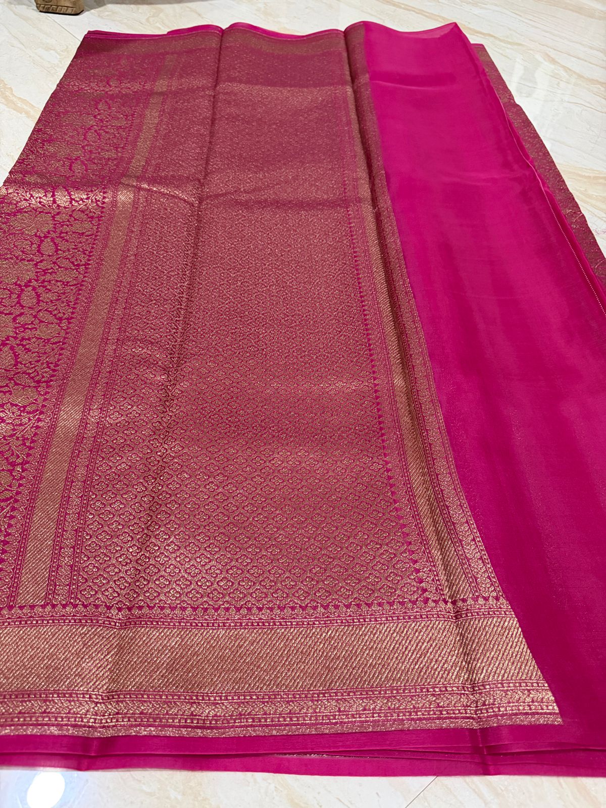 Pure Handloom Kora Brocade Banarasi Saree