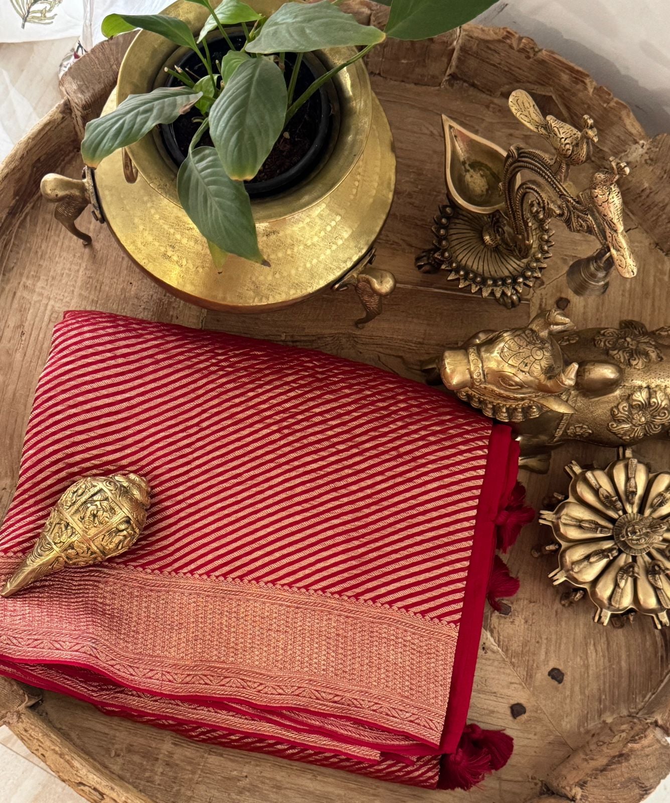 Leheriya Weave Mysore Crush Tissue Silk Saree