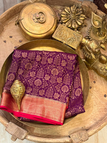 Mysore Brocade Crepe Silk Saree with Antique Zari Weave – Chap Dye
