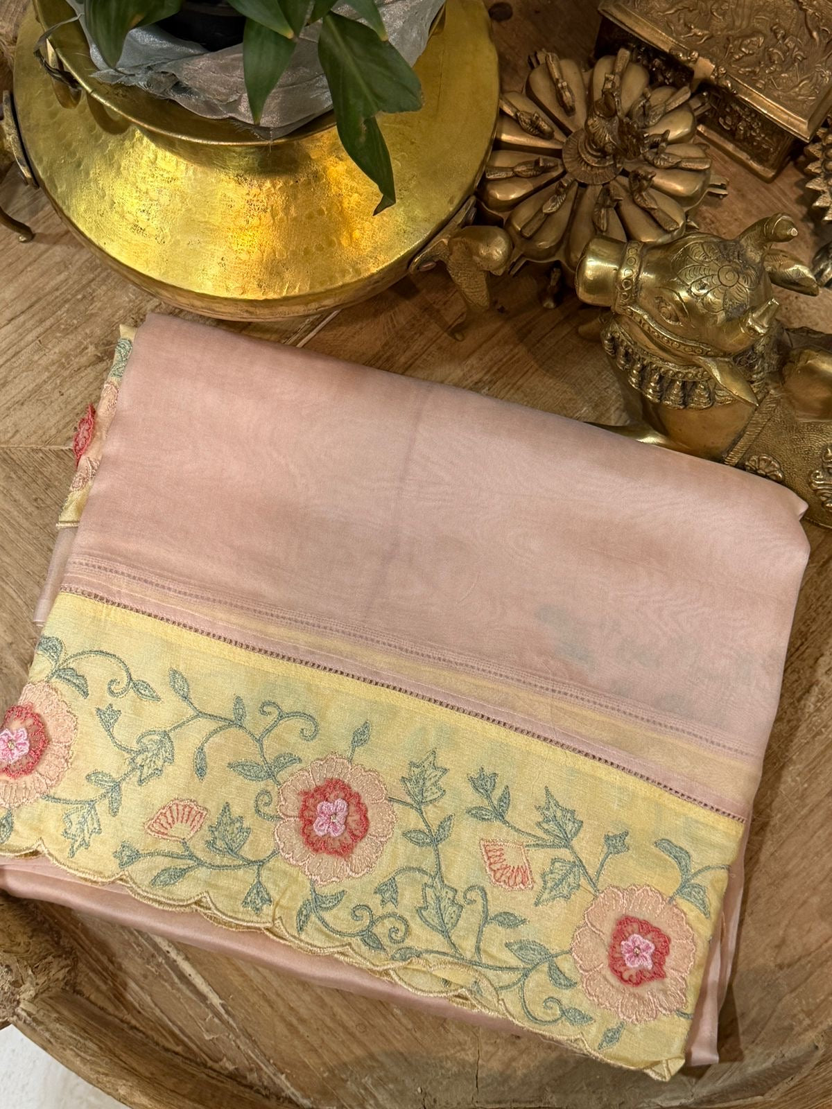 Pure Organza Silk Saree With Embroidery Appliqué Border