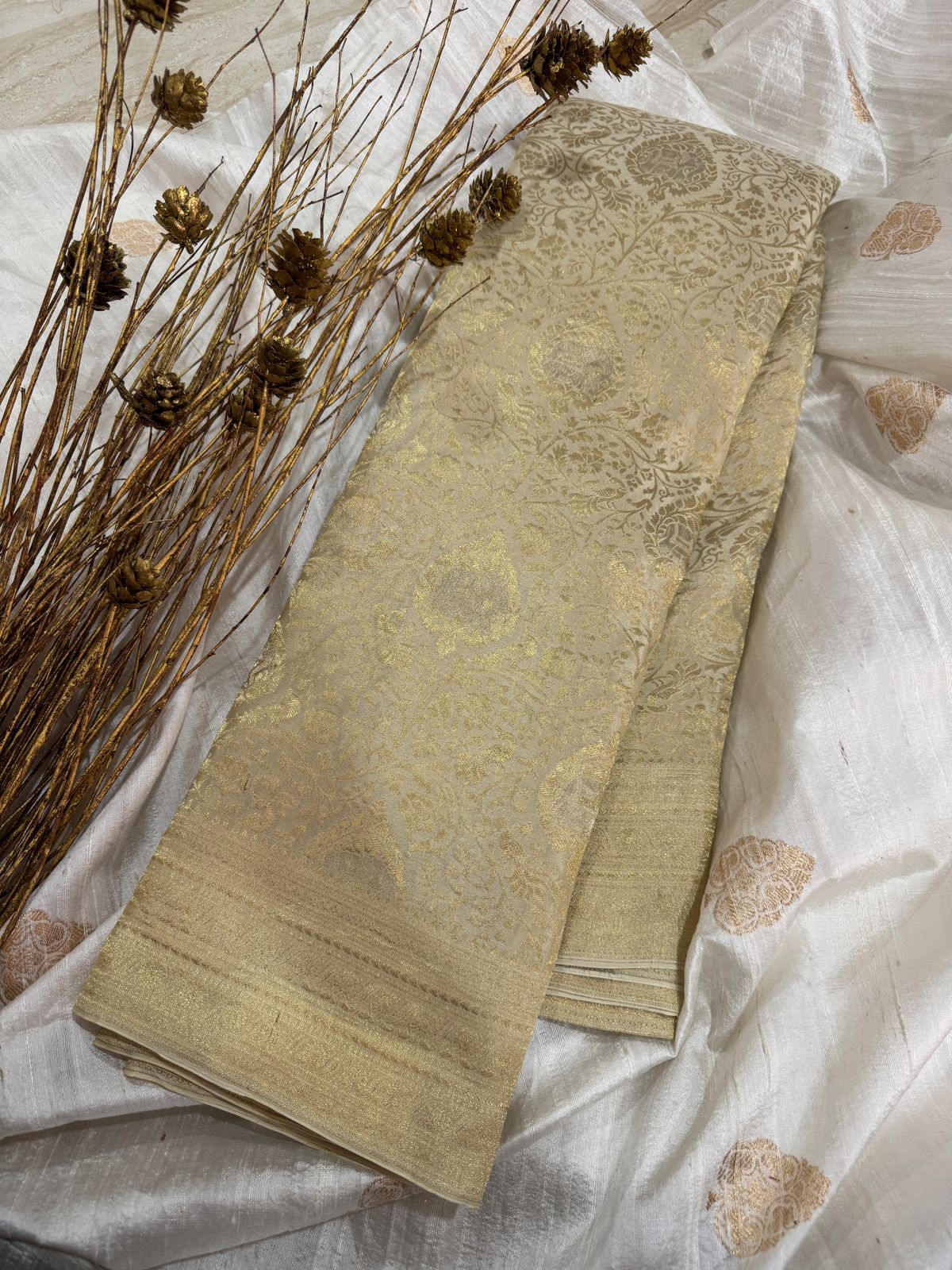 Pure Mysore Brocade Crepe Silk Saree With Zari Weave