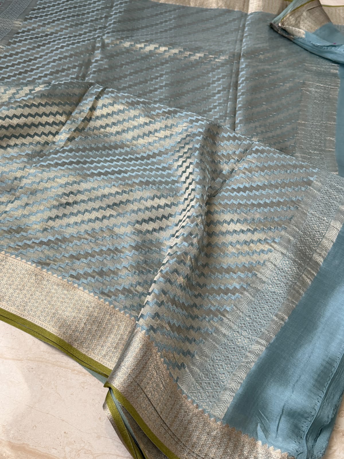 Pure Mysore Brocade Crepe Silk Saree With Meenakari Weave