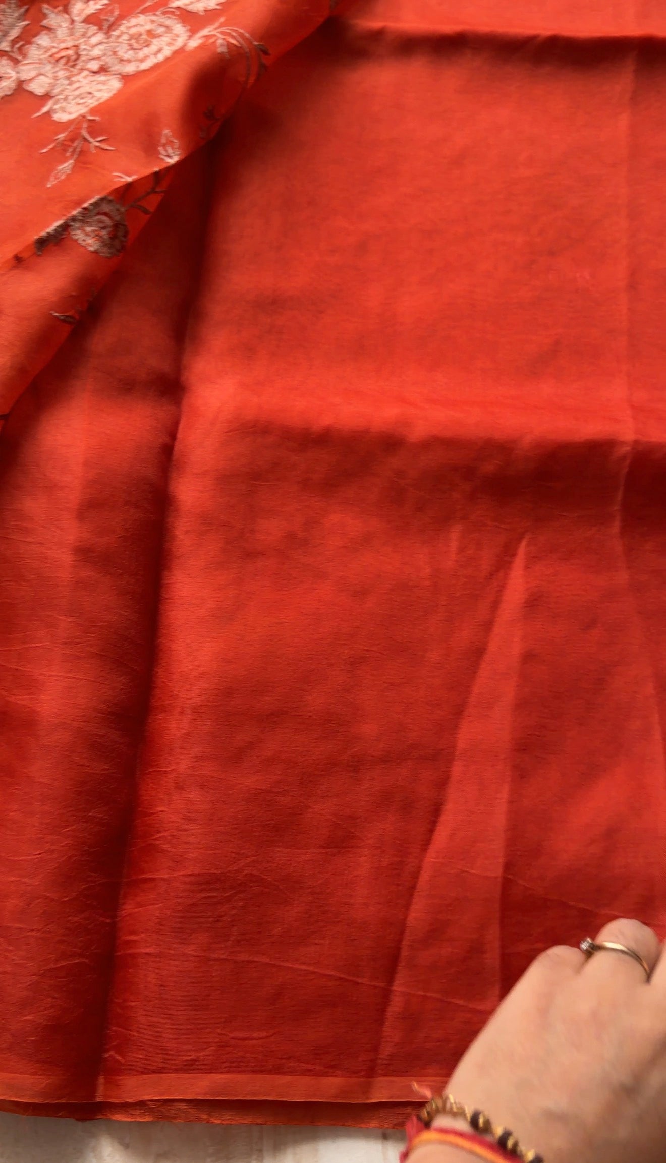 Pure Organza Silk Saree With Machine Embroidery All Over