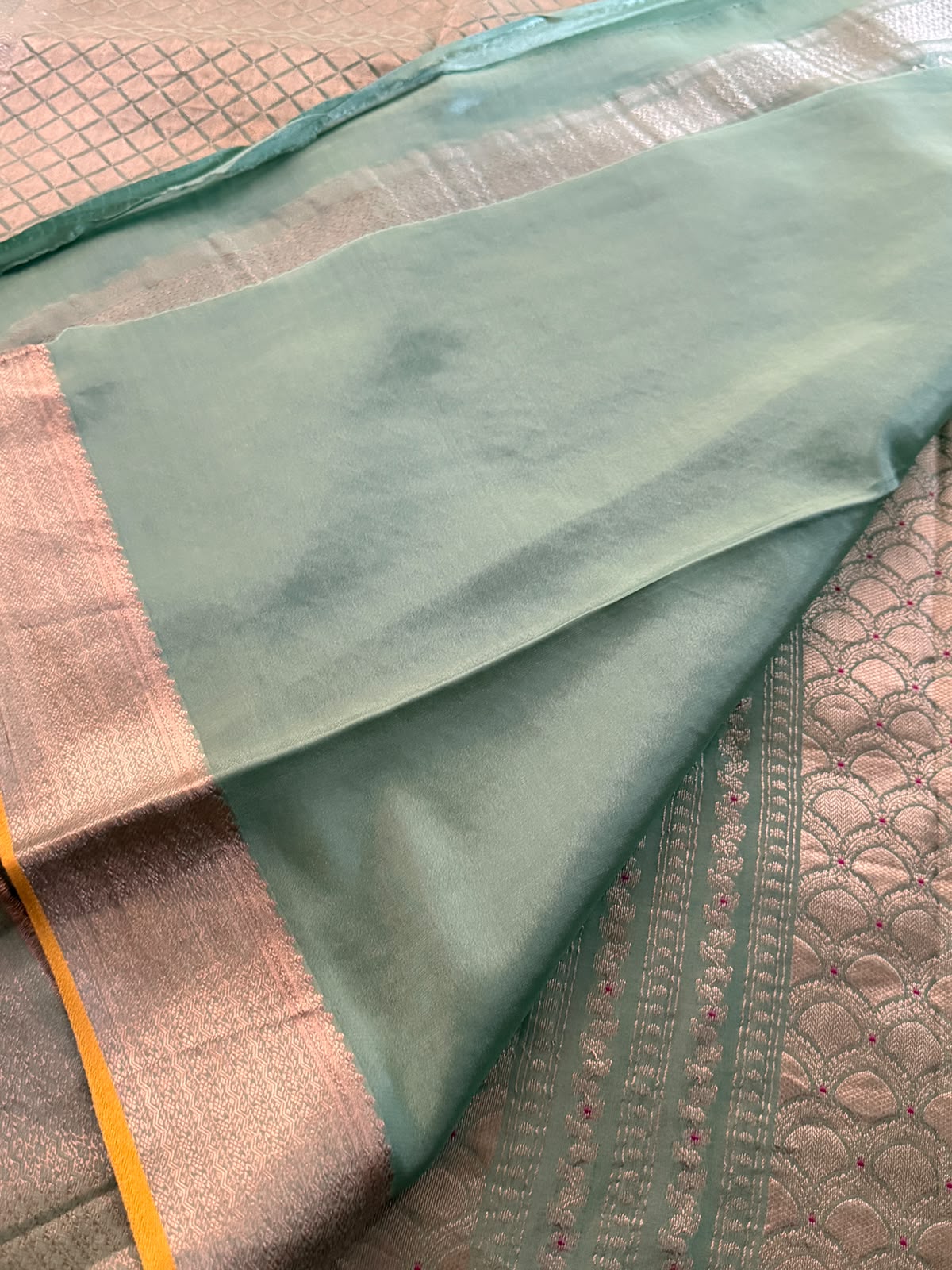 Pure Mysore Brocade Crepe Silk Saree With Meenakari Weave