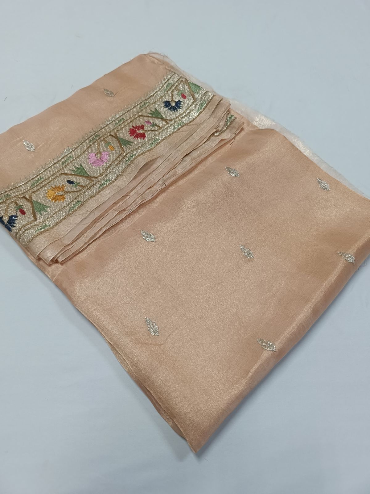 Pure Banarasi Soft Tissue Silk Saree With Paithani Embroidery Border