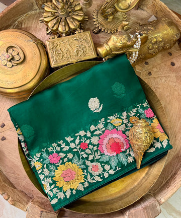 Pure Organza Silk Saree With Machine Embroidery