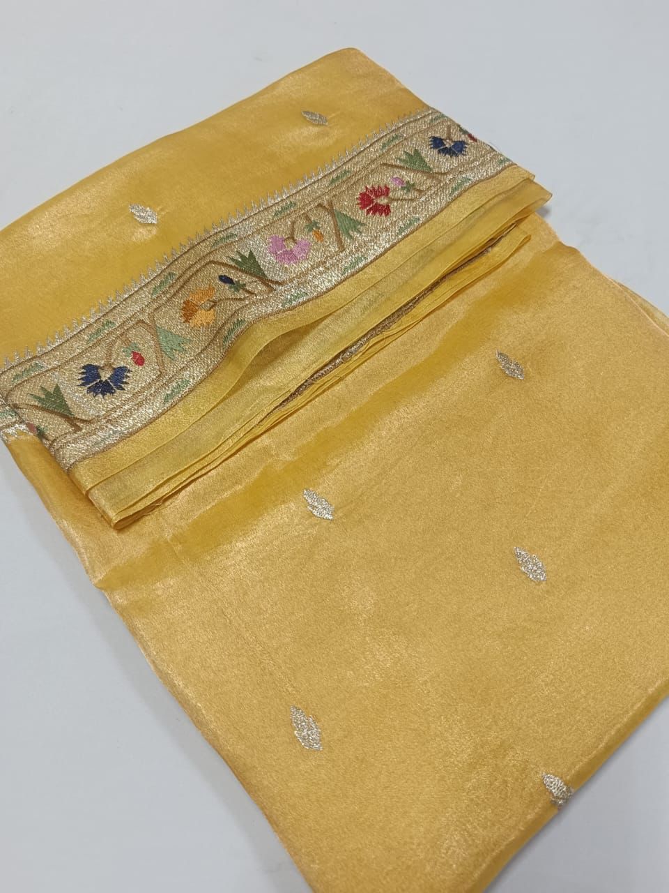 Pure Banarasi Soft Tissue Silk Saree With Paithani Border