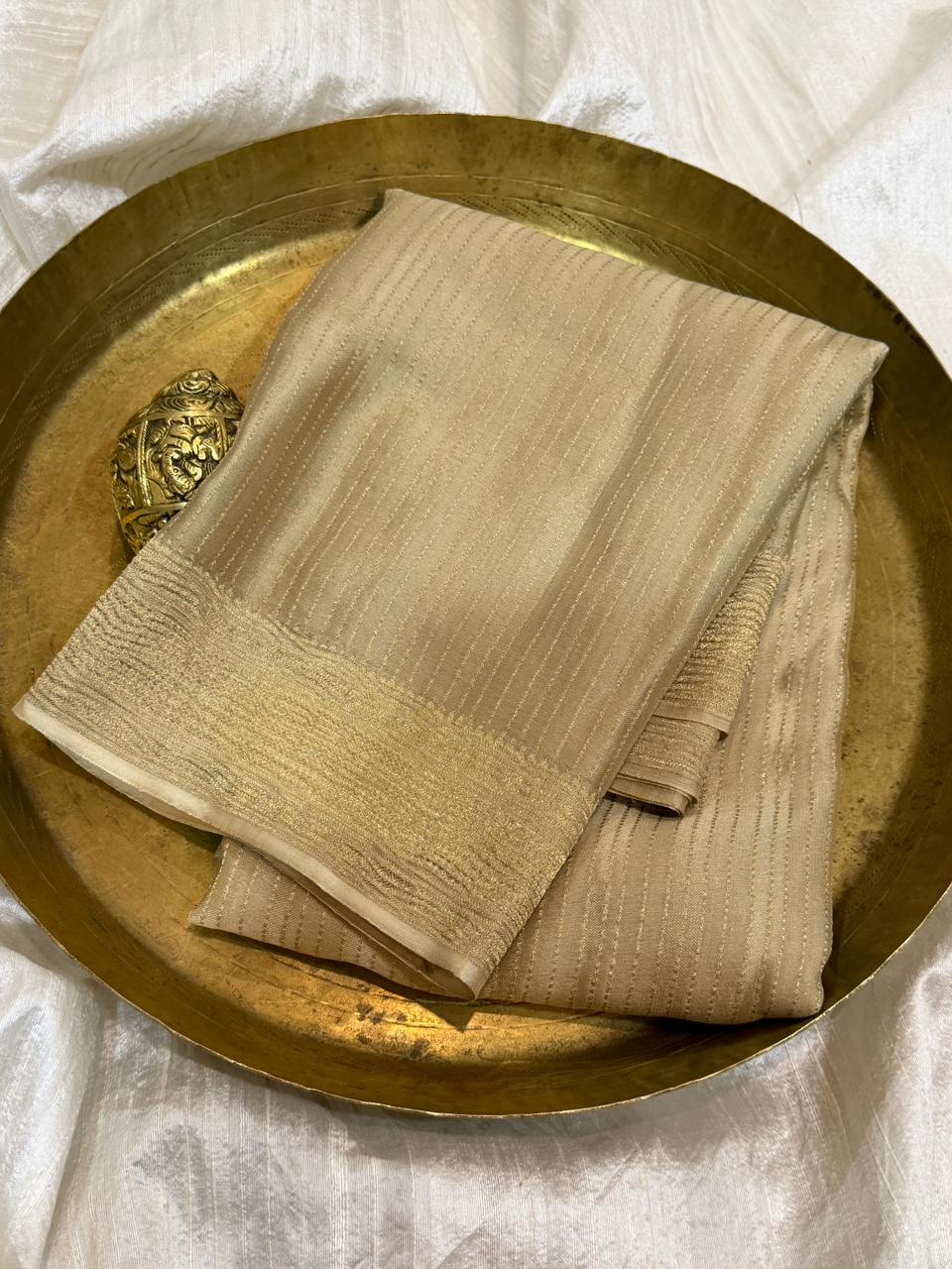 Pure Mysore Brocade Crush Zari Weave Crepe Silk Saree
