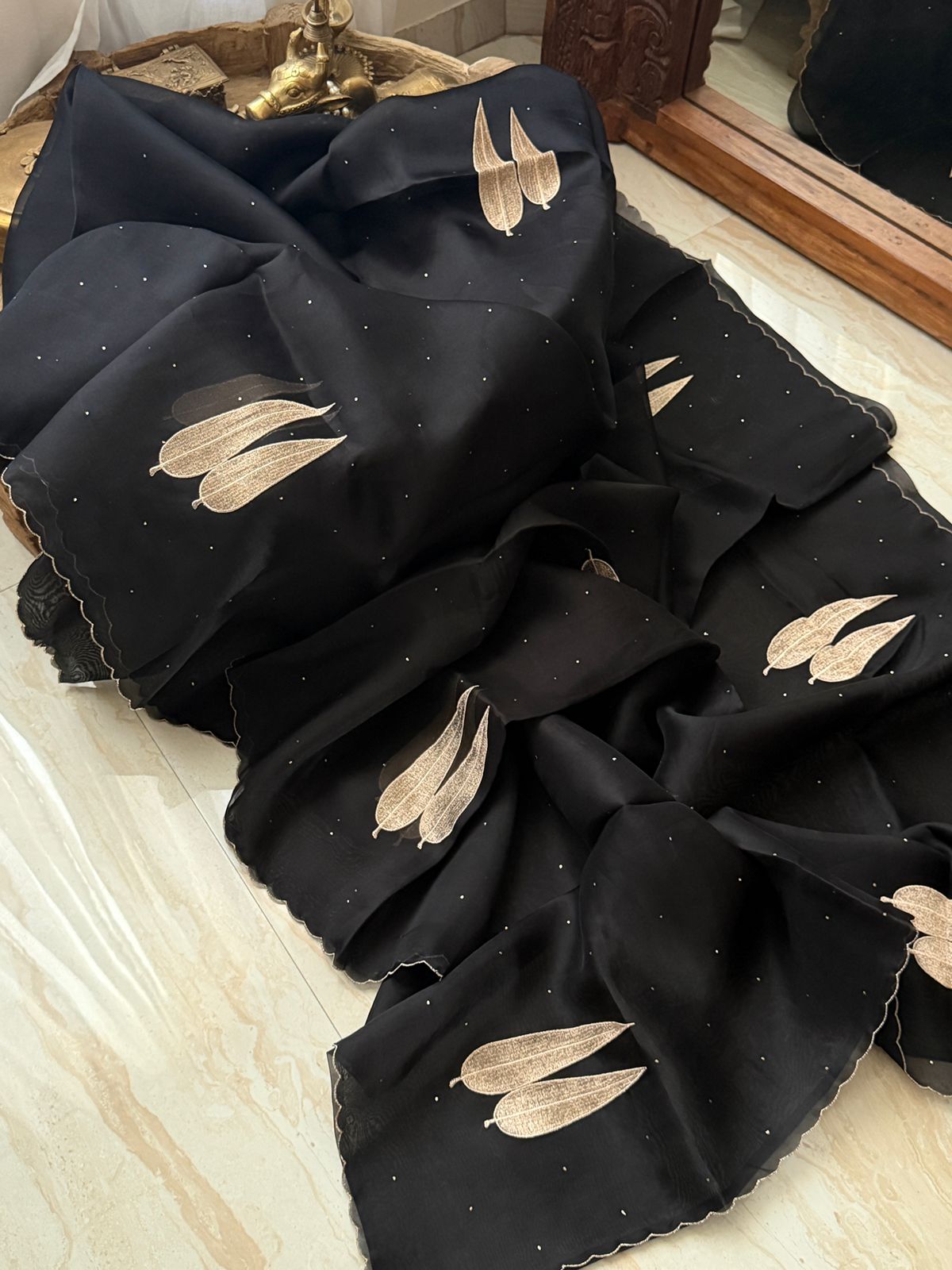 Pure Organza Elegance with Pita Leaf Motifs