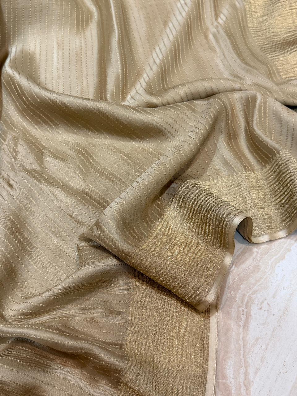 Pure Mysore Brocade Crush Zari Weave Crepe Silk Saree