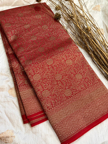 Pure Handloom Kora Brocade Banarasi Saree