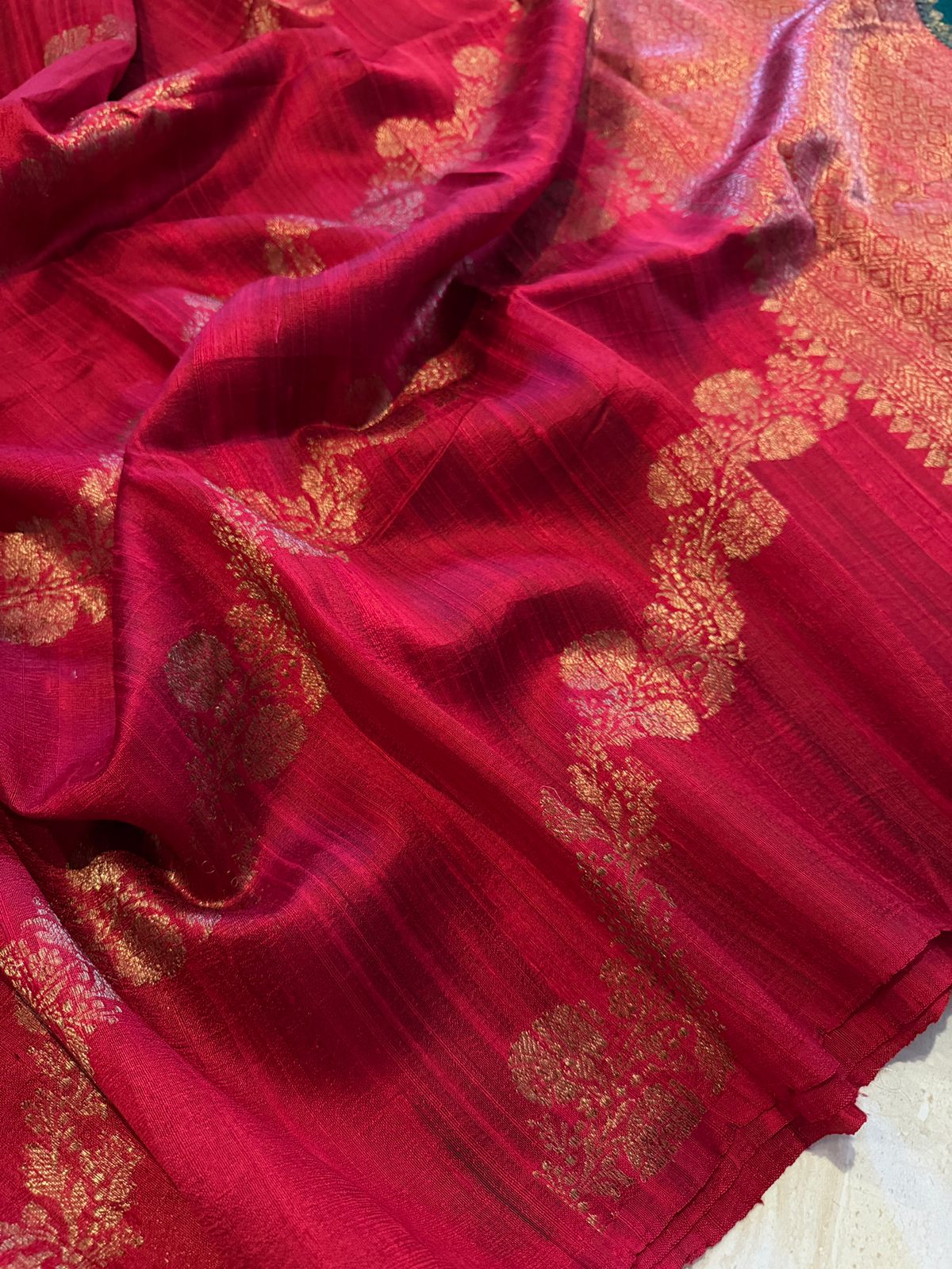 Pure Handloom Raw Silk Leheriya Weave Banarasi Saree