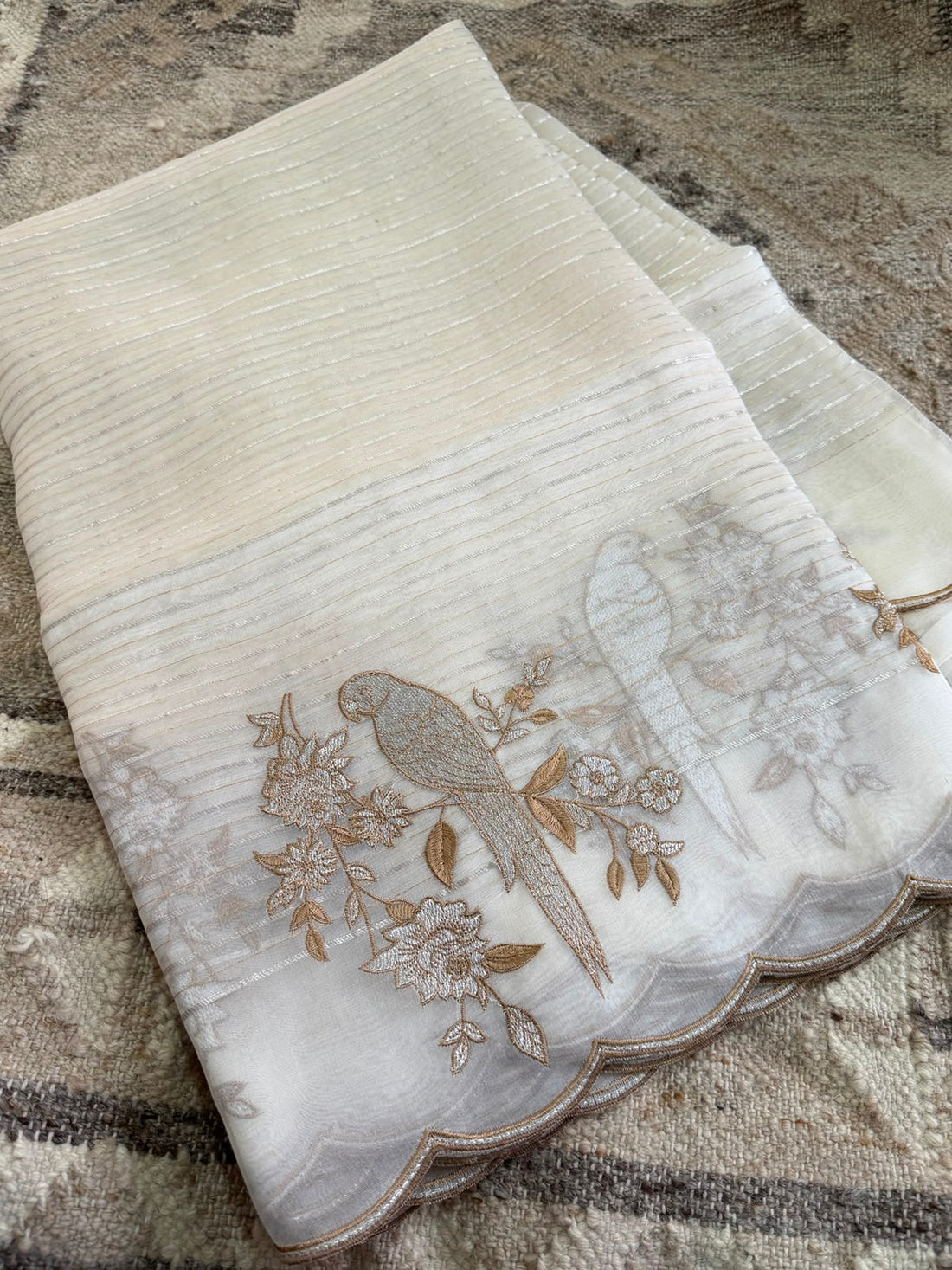 Pure Organza Silk Saree With Beautiful Embroidery