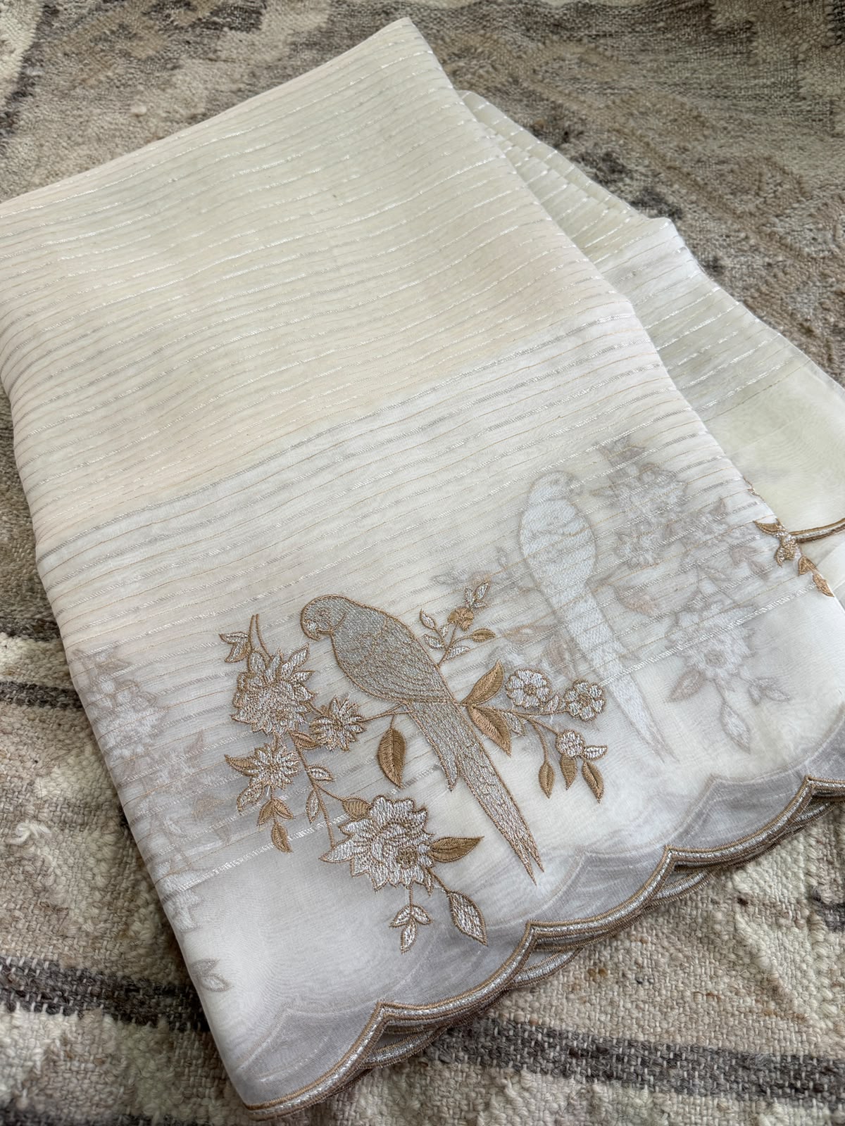 Pure Organza Silk Saree With Beautiful Embroidery