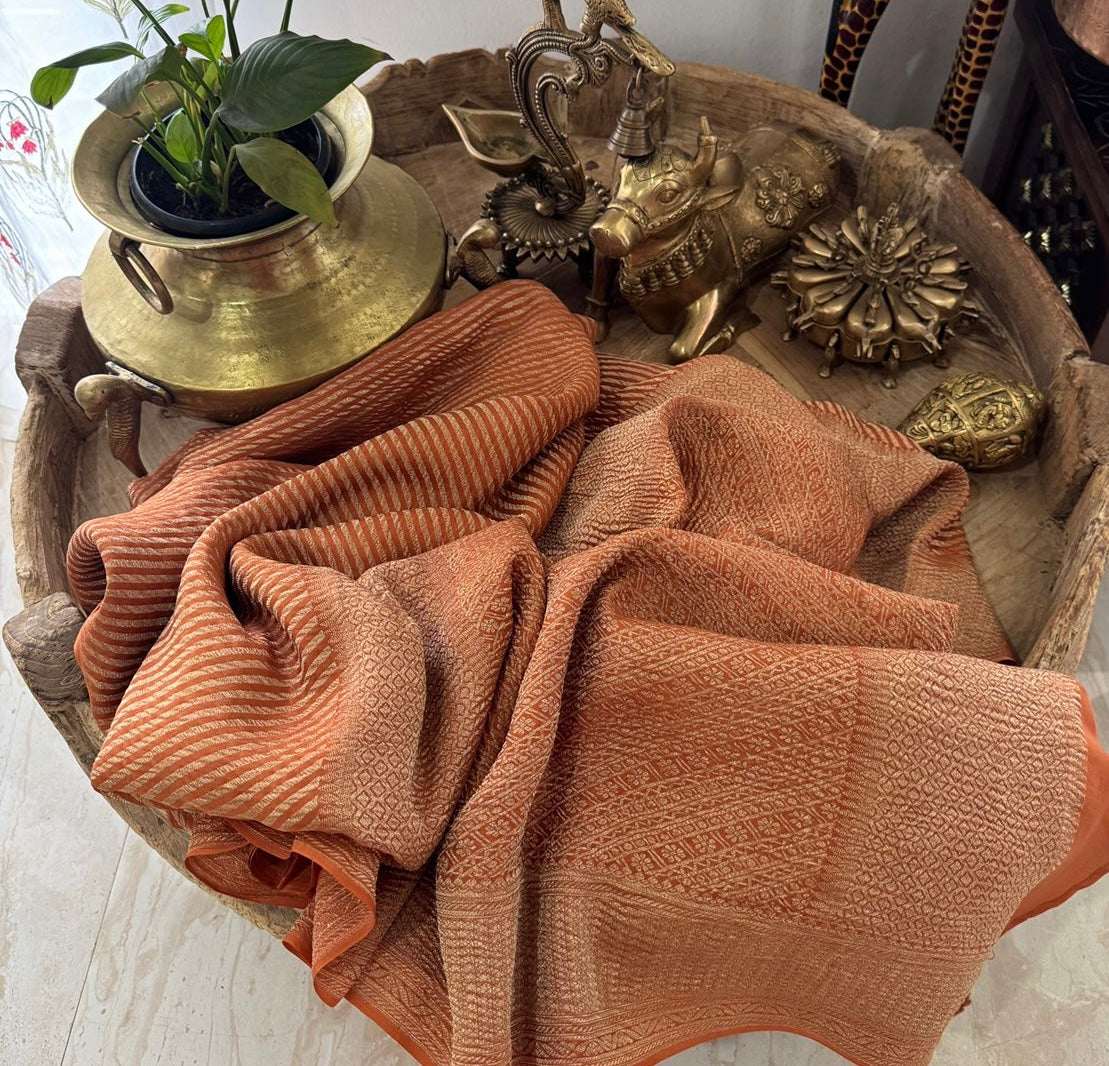 Leheriya Weave Mysore Crush Tissue Silk Saree