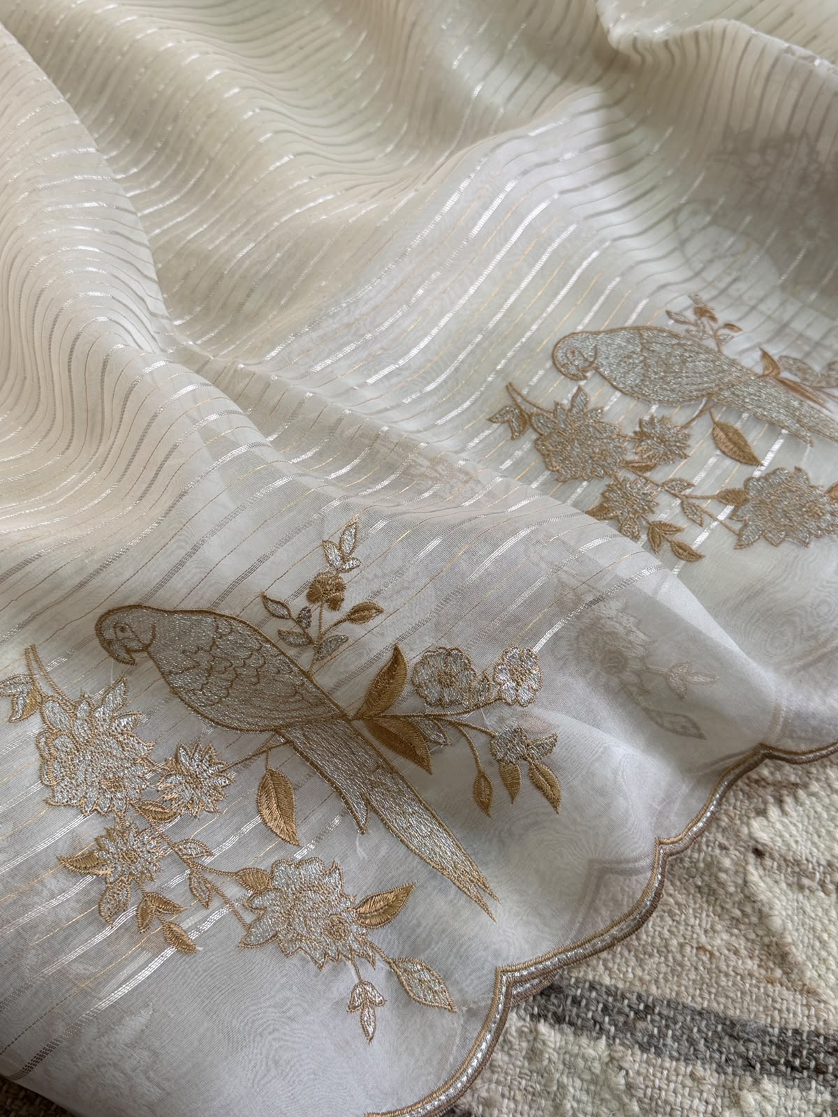 Pure Organza Silk Saree With Beautiful Embroidery