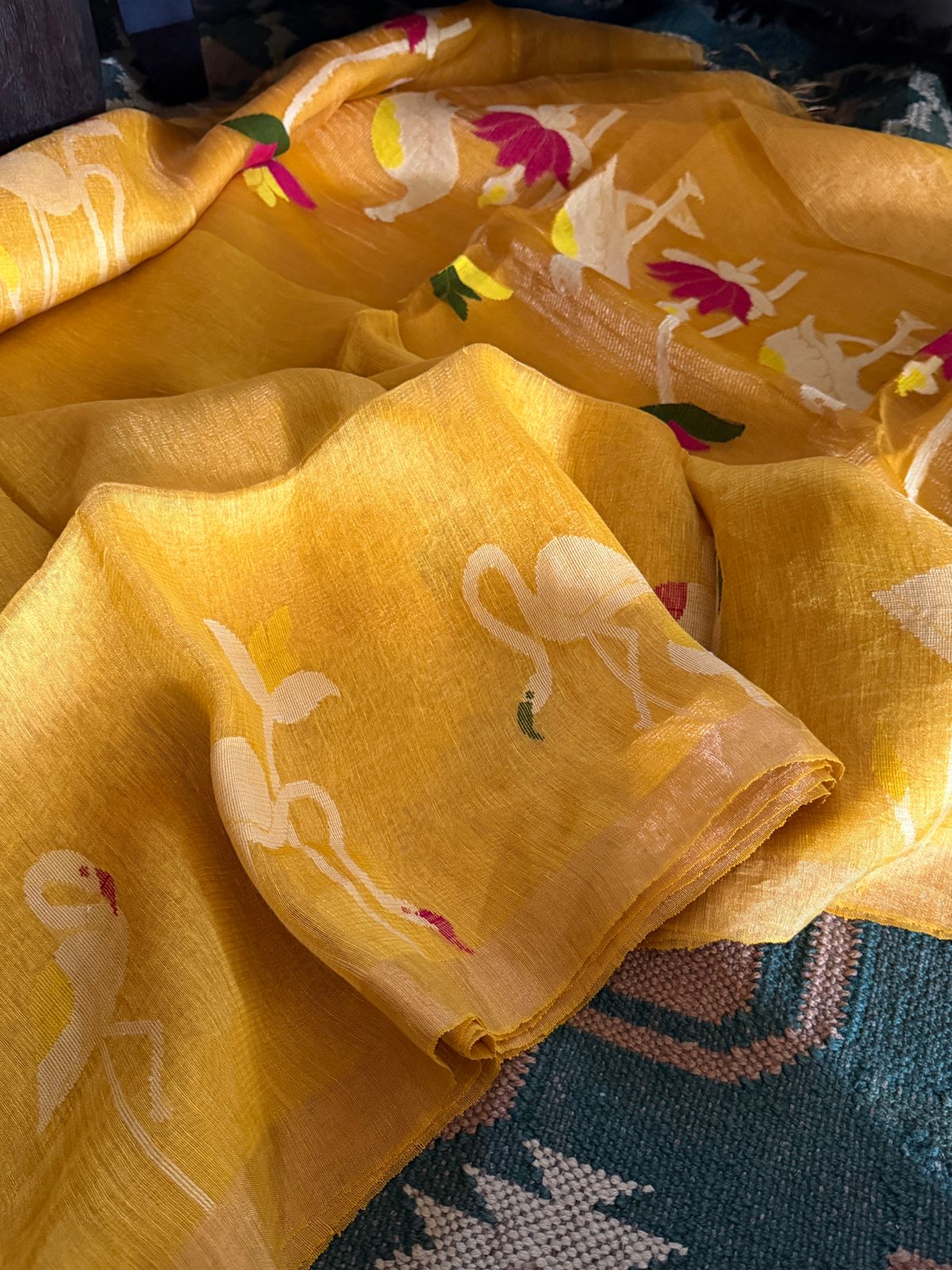 Pure Handloom Jamdani Linen Silk Saree
