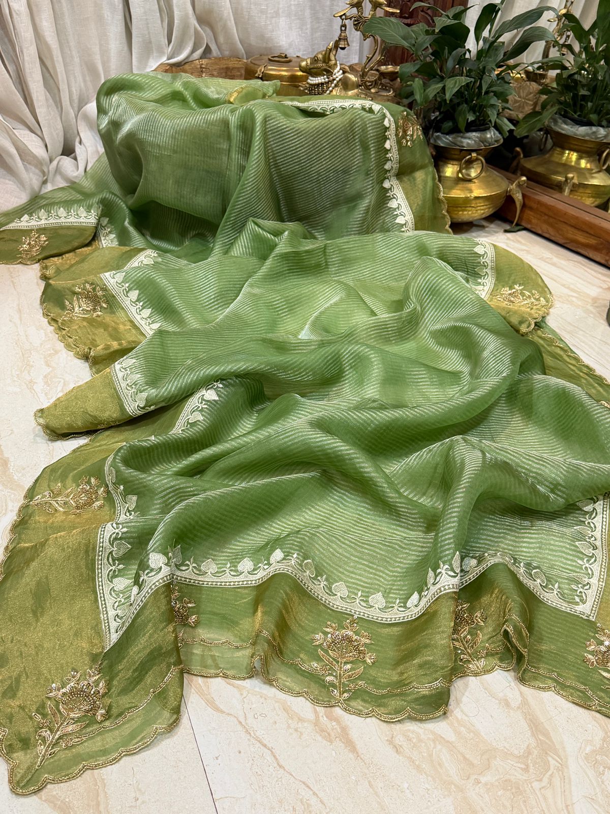 Designer Banarasi Soft Tissue Silk Saree with Rich Zardozi Work