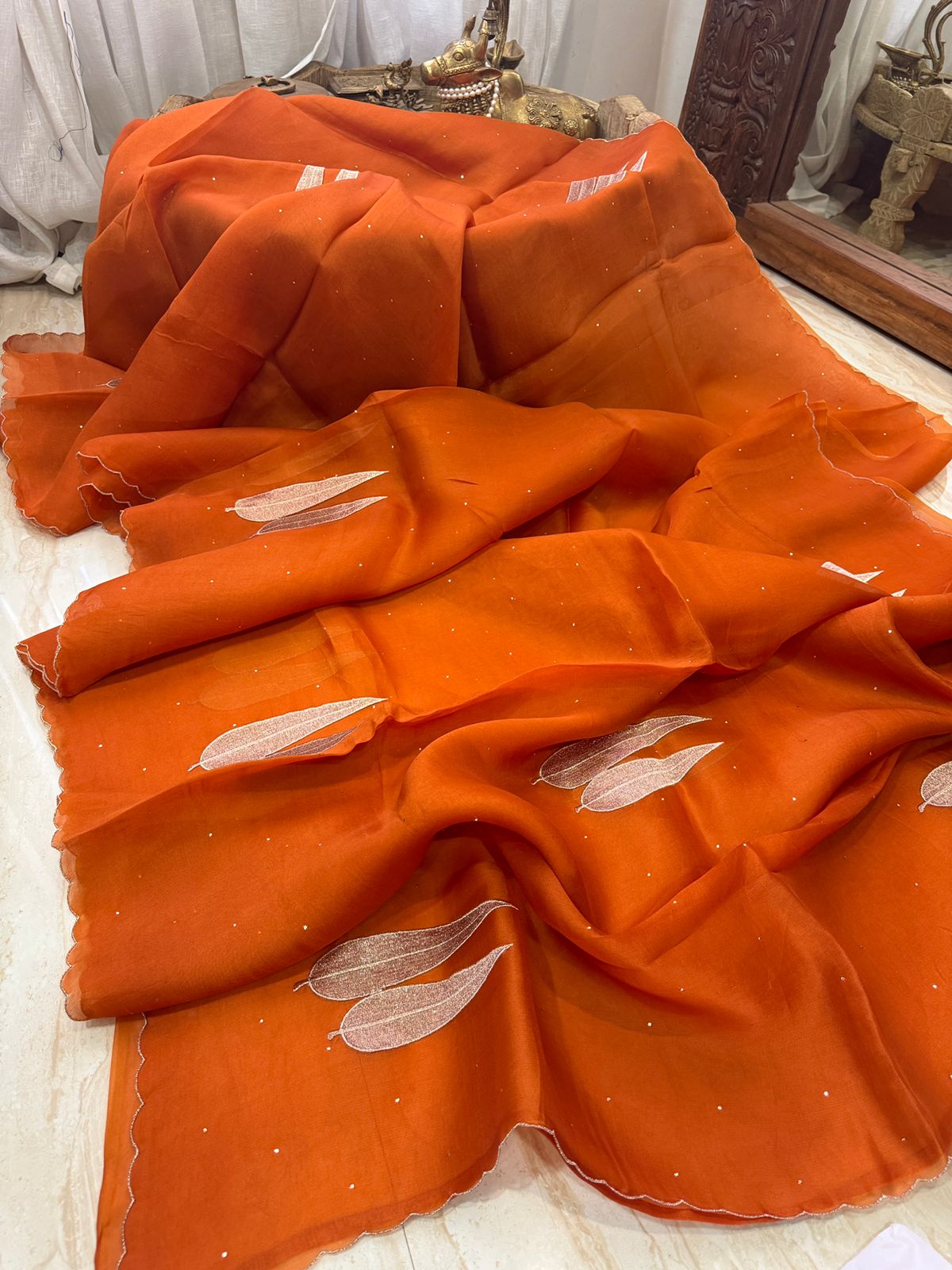 Pure Organza Elegance with Pita Leaf Motifs